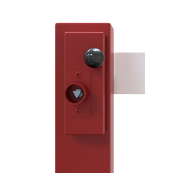 Compact hand barrier | without fixed support post | clear width: 2500 mm | with triangular lock | hot-dip galvanized and coated red / white